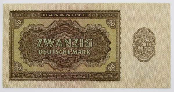 Банкнота 20 марок ГДР 1948 года