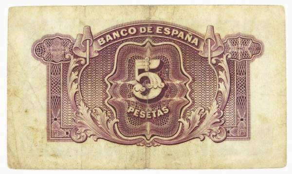 Банкнота 5 песет 1935 года Испания