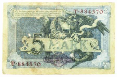 Банкнота 5 марок 1904 года Германия