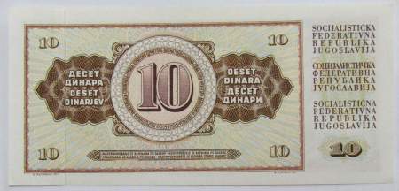 Банкнота 10 динаров 1968 года Югославия