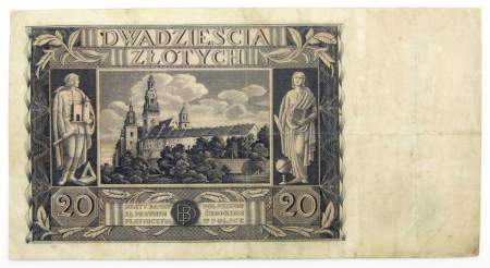 Банкнота 20 злотых 1936 года Польша