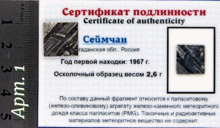 Спил метеорита Сеймчан арт 1