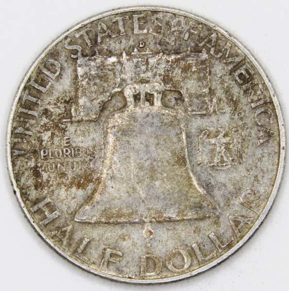 Монета 50 центов США Франклин, 1958 Серебро 900 пробы