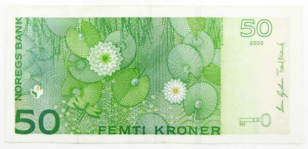 Банкнота 50 крон 2005 года Норвегия