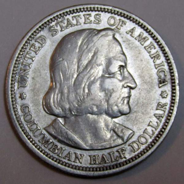 Монета 50 центов США 1893г. «Всемирная выставка в Чикаго, Колумб» Серебро 900 пробы (арт 2)
