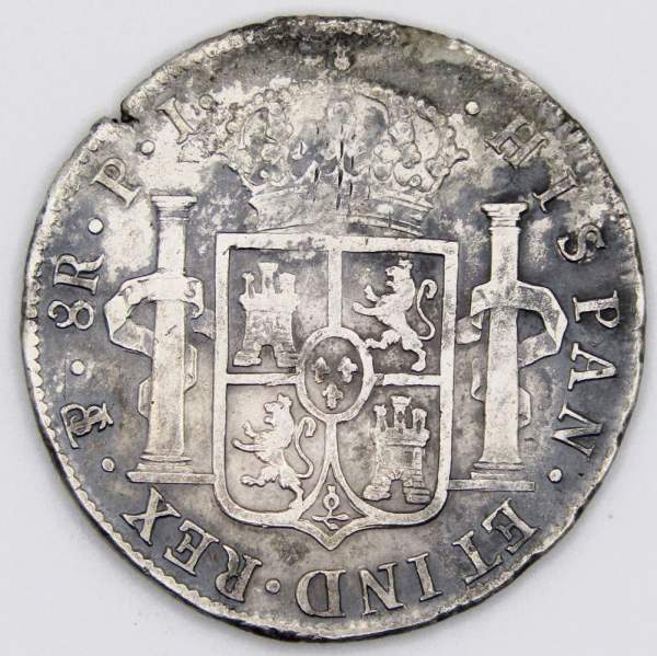 Монета 8 реалов 1824 года, Боливия (колония Испании) Король Фердинанд VII, монетный двор Потоси