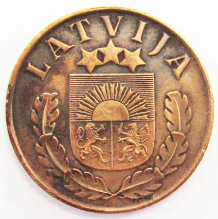 Монета 2 сантима 1939 год Латвия