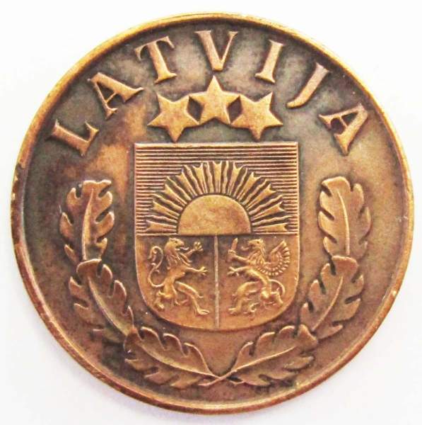 Монета 2 сантима 1939 год Латвия