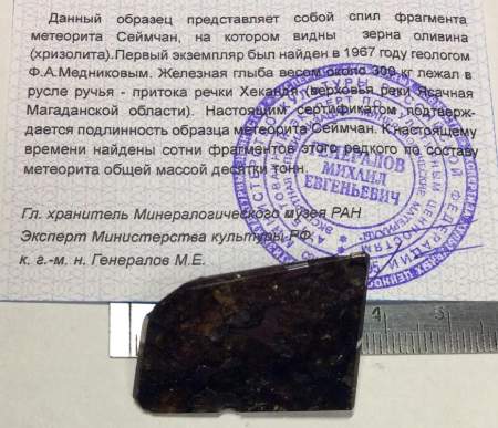 Осколок метеорита Сеймчан арт 20