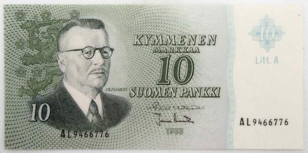 Банкнота 10 марок 1963 года Финляндия