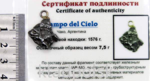 Подвеска из метеорита Campo del Cielo арт 15