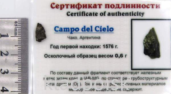 Осколок метеорита Campo del Cielo, арт 31