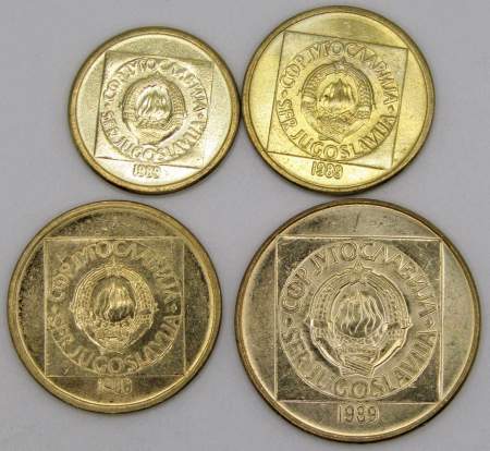 Набор регулярных монет Югославии 1988-1989 гг., 4 монеты