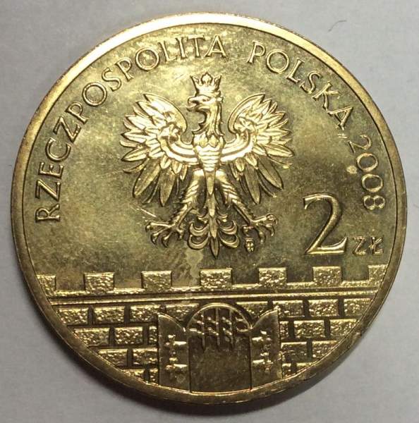 Монета 2 злотых Польша Город Лович из серии Древние города Польши, 2008