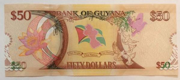 Банкнота Гайана 50 долларов 2016 года, 50 лет Независимости