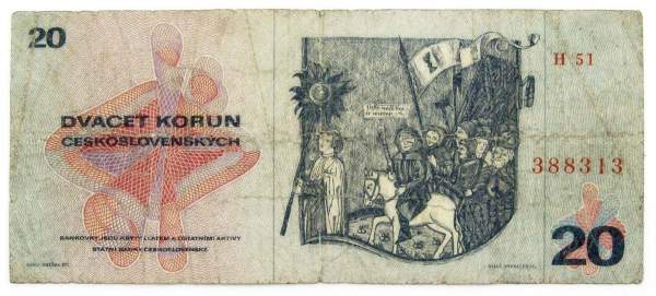 Банкнота 20 крон 1970 года Чехословакия