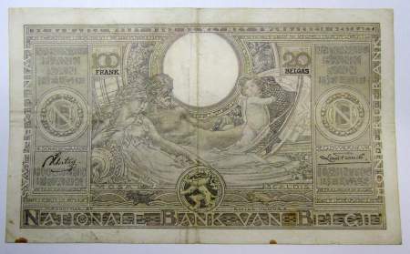 Банкнота 100 франков 1936 года Бельгия