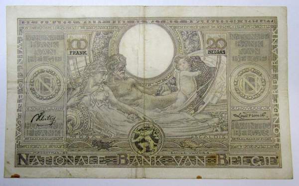 Банкнота 100 франков 1936 года Бельгия