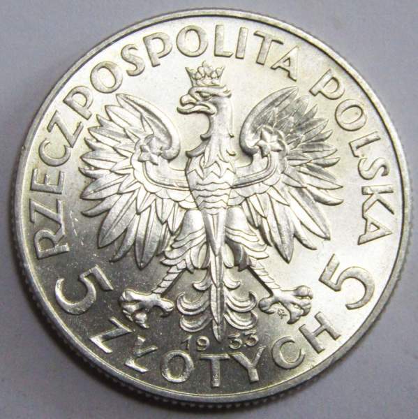 Монета 5 злотых Польша Королева Ядвига, 1933
