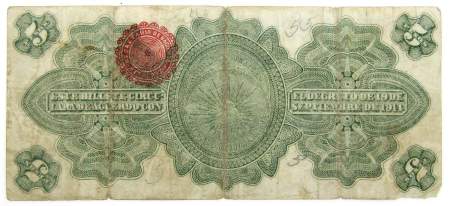 Банкнота 5 песо 1914 года Мексика