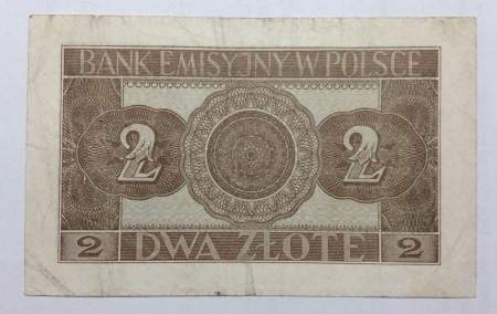 Банкнота 2 злотых 1941 года Польша