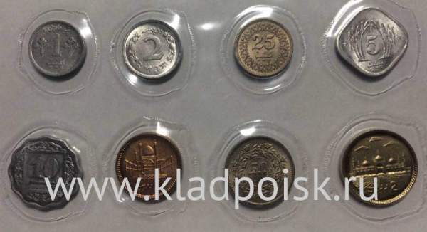 Набор регулярных монет Пакистана 1967-2005 гг., 8 монет