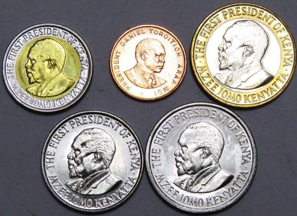 Набор регулярных монет Кении 1995-2010 гг, 5 монет
