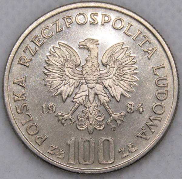 Монета 100 злотых Польша, 110 лет со дня рождения Винценты Витоса, 1984, арт 3