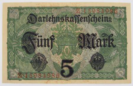 Банкнота 5 марок 1917 года Германия