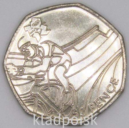 Памятная монета 50 пенсов 2011 года Велоспорт - Олимпийские игры в Лондоне