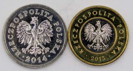 Набор регулярных монет Польши 2014-2015 гг., 2 монеты