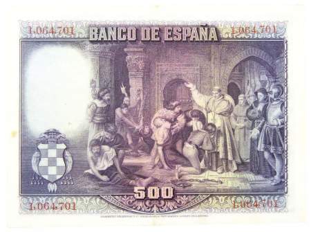 Банкнота 500 песет 1928 года Испания