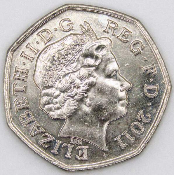 Памятная монета 50 пенсов 2011 года Пятиборье - Олимпийские игры в Лондоне