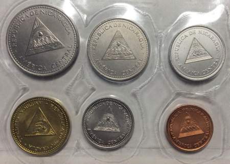 Набор регулярных монет Никарагуа 1997-2007 гг., 6 монет