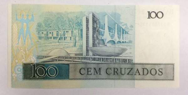 Банкнота Бразилия 100 крузадо 1986-1988 гг. Банкнота Бразилия 100 крузадо 1986-1988 гг.
