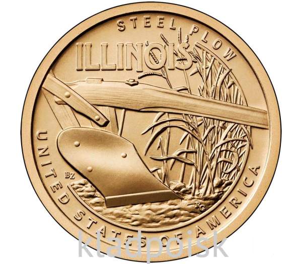 Монета 1 доллар США, Иллинойс, Стальной плуг (2024) D