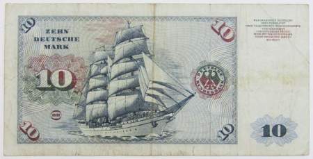Банкнота 10 марок ФРГ 1970 года