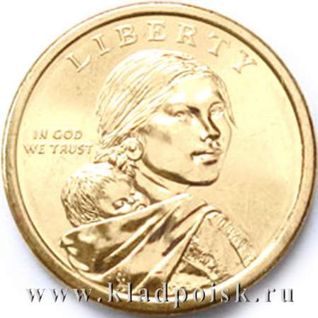 Монета 1 доллар Сакагавея Договор с племенем Wampanoag