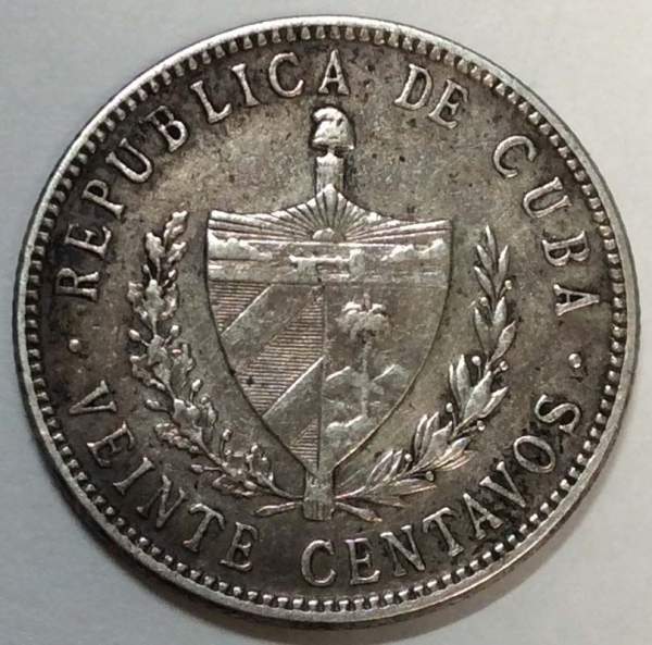 Монета 20 сентаво Куба, 1949 год Монета 20 сентаво Куба, 1949 год
