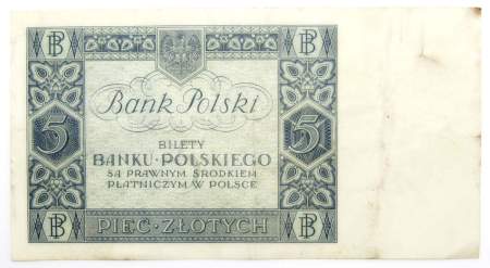 Банкнота 5 злотых 1930 года Польша