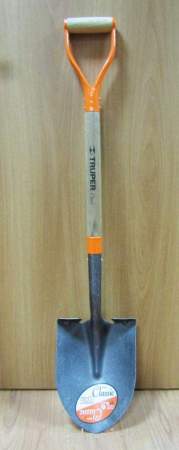 Лопата штыковая Truper, сферический ковш, черенок дерево, ручка металл, 17154