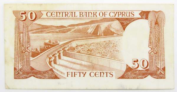 Банкнота 50 центов 1989 года, Кипр Банкнота 50 центов 1989 года, Кипр