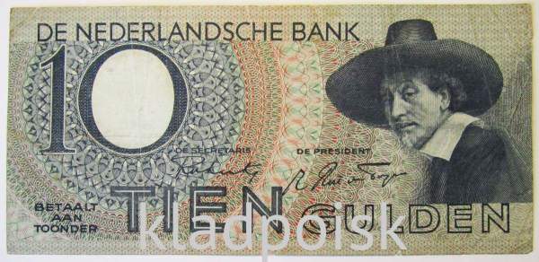 Банкнота 10 гульденов 1944 года Нидерланды