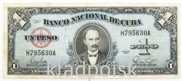 Банкнота 1 песо 1960 года Куба Банкнота 1 песо 1960 года Куба