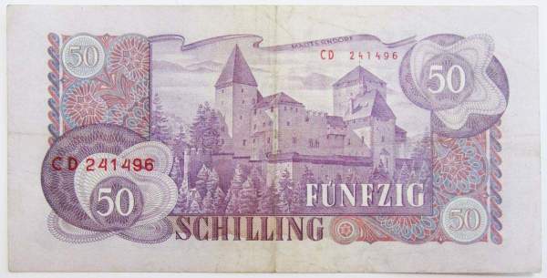 Банкнота 50 шиллингов 1962 года Австрия