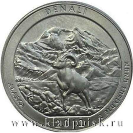 Монета 25 центов Национальный парк Денали, монетный двор D