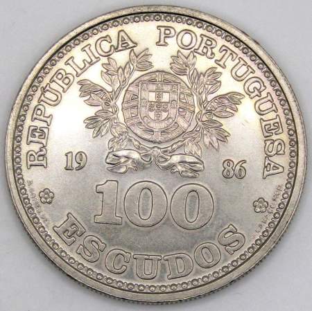Монета 100 эскудо 1986 года - ЧМ по футболу 1986 года в Мексике, Португалия