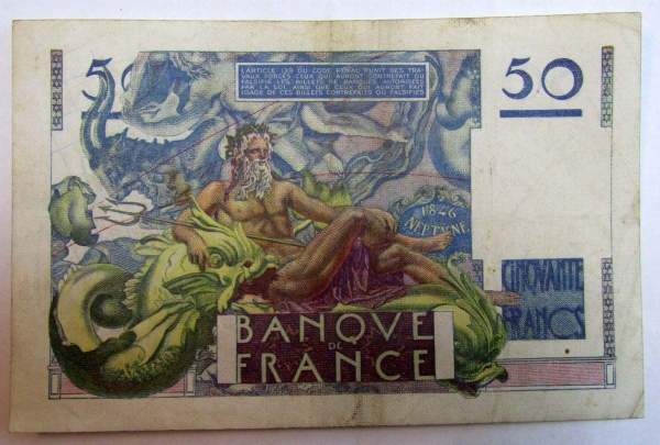 Банкнота 50 франков 1946 года Франция