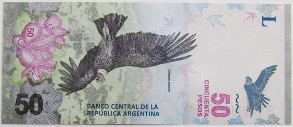 Банкнота Аргентина 50 песо 2018 года