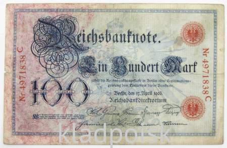 Банкнота 100 марок 1903 года Германия